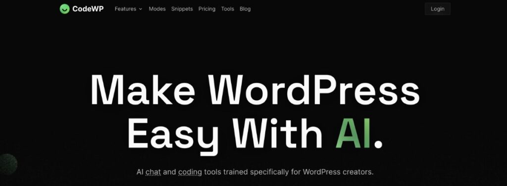 La pagina di destinazione di CodeWP
