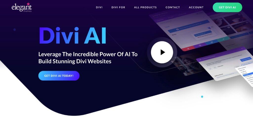 La landing page di Divi AI