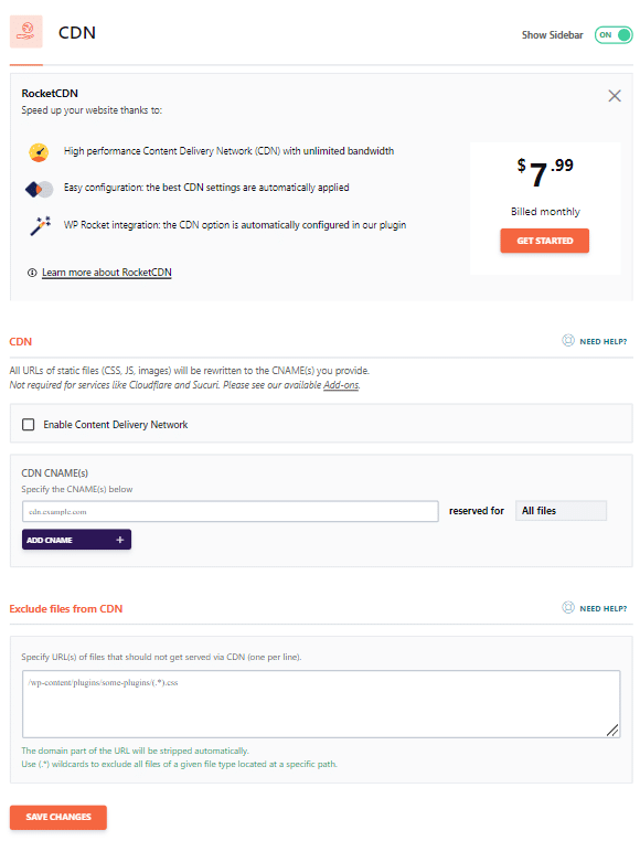 Le impostazioni del CDN in WP Rocket