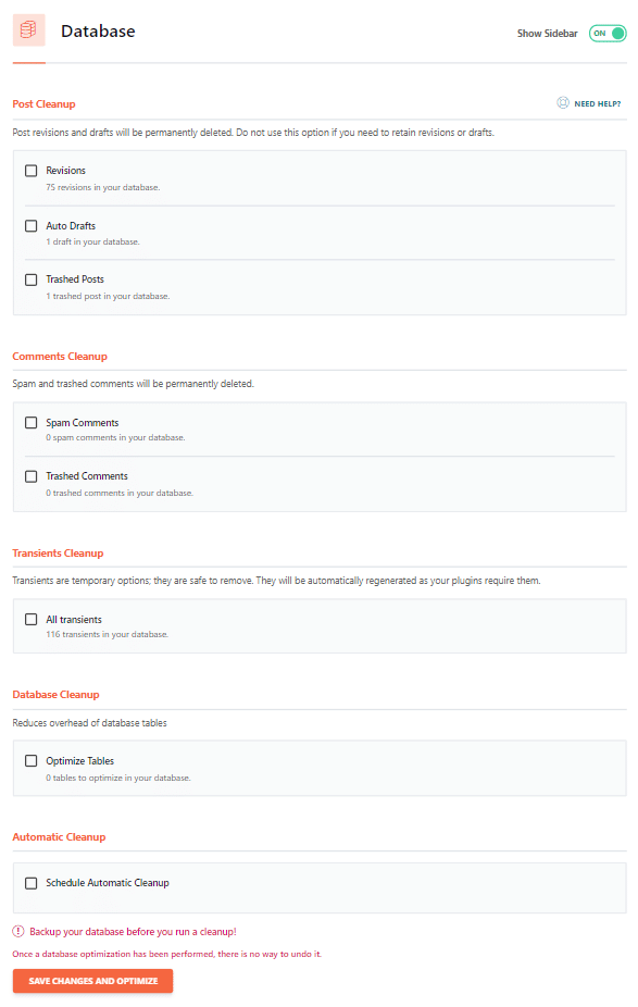 Ottimizzazione del database
