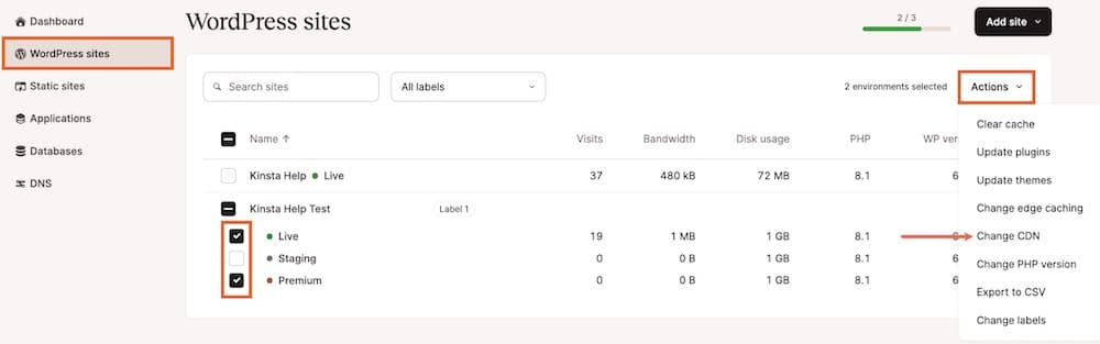 Ative o CDN no MyKinsta.