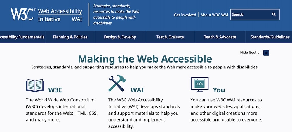 Web Accessibility Initiative(WAI)のW3Cウェブサイト