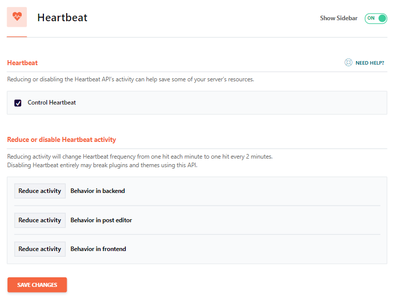 Modifica delle impostazioni di heartbeat di WordPress