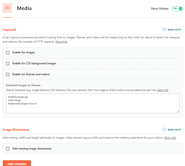 Ottimizzazione dei media di WP Rocket