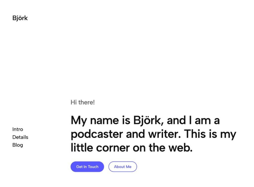 Die Demo des Björk WordPress Themes
