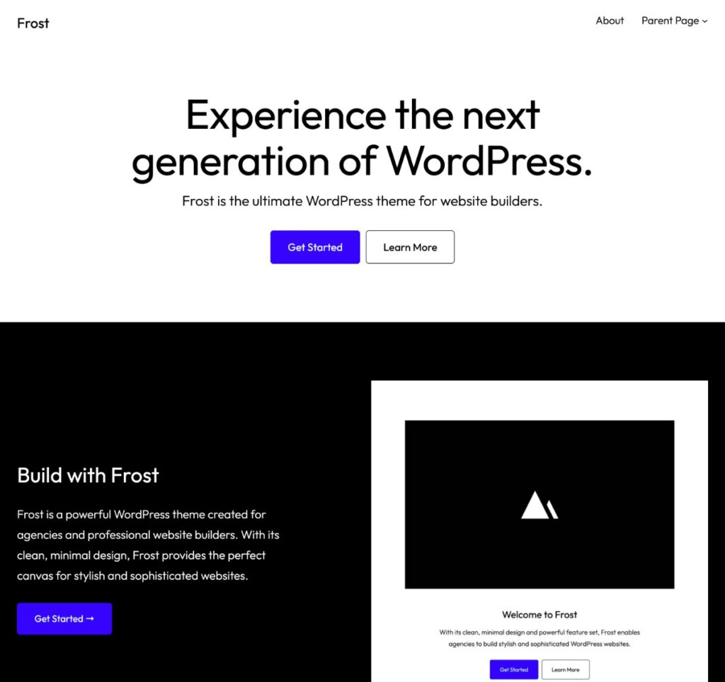 Die Demo des WordPress-Themes Frost