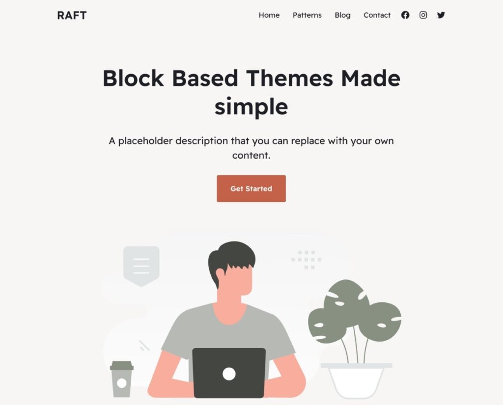 Die Demo des WordPress-Themes Raft