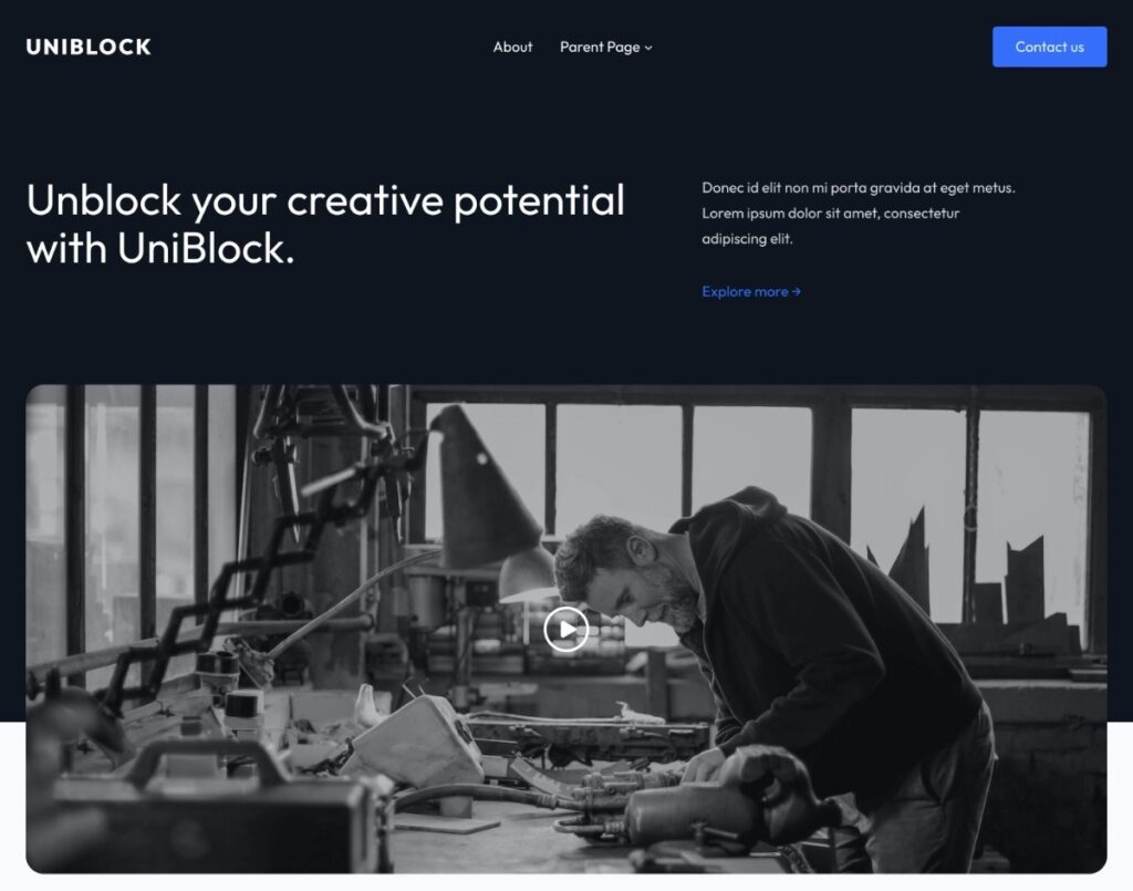 Die Demo des UniBlock WordPress Themes