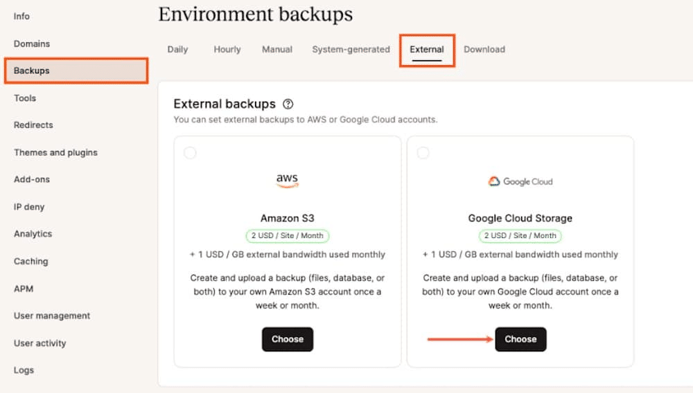Backups externos.