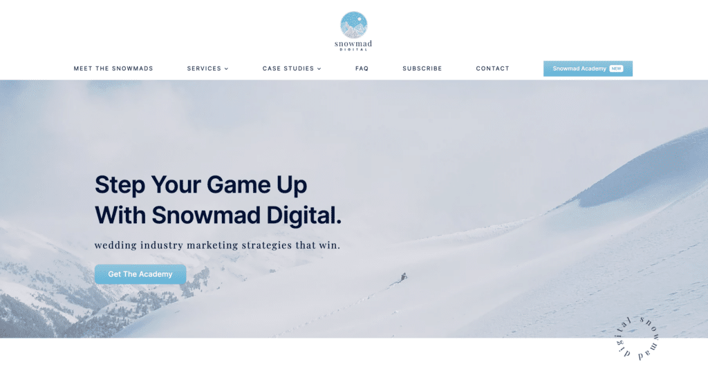 El sitio web de Snowmad Digital.