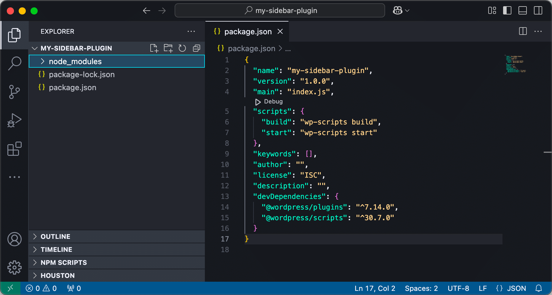 Il progetto del plugin in Visual Studio Code