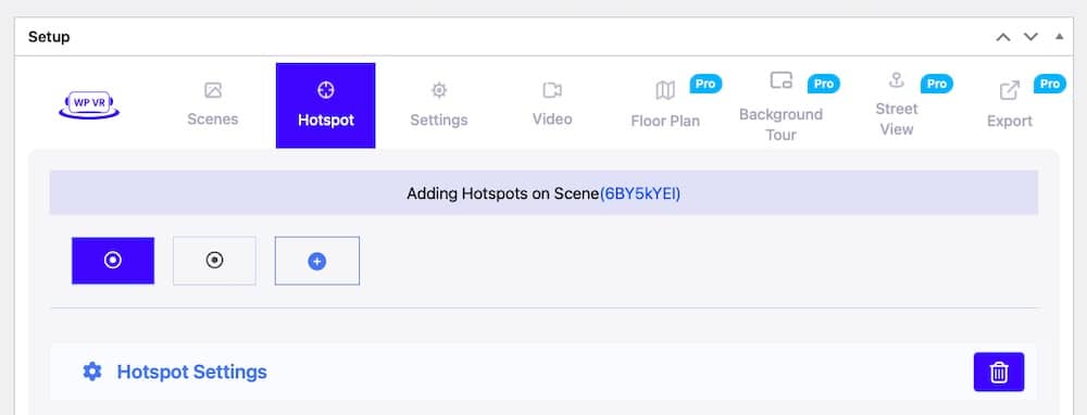 A screenshot of the dialog seen when adding hotspots in WP VR.