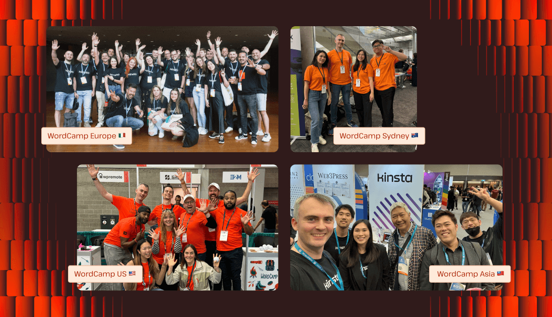 Das Kinsta-Team auf dem WordCamp US, Europa, Sydney und Asien