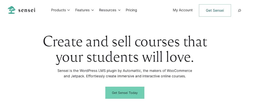 Una schermata del sito web di Sensei Pro.