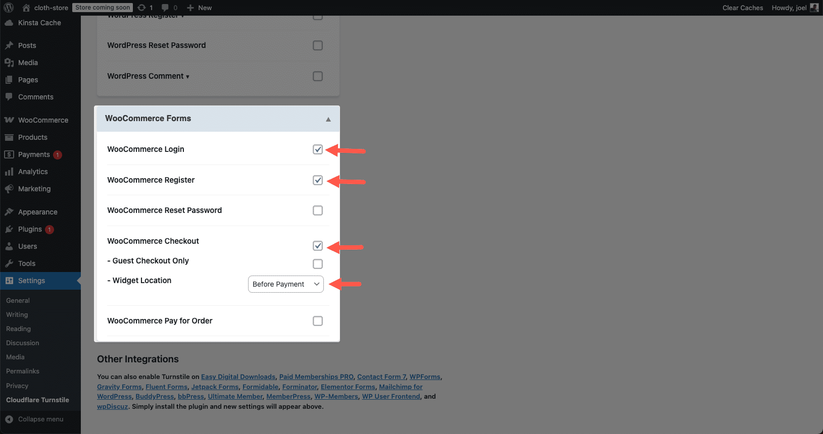 Cloudflare Turnstile CAPTCHA inschakelen op WooCommerce formulieren.