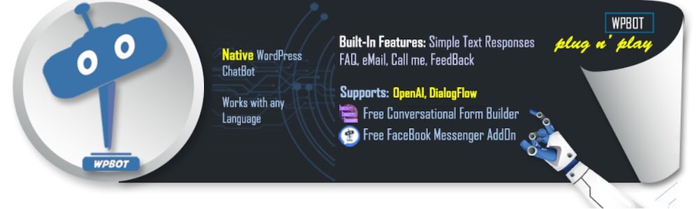 WPBot offre un moyen rapide d'ajouter un chatbot à n'importe quel site WordPress.
