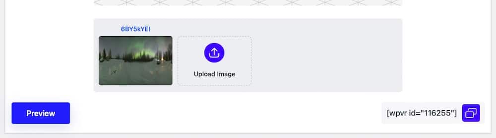 A screenshot of the interface seen when uploading images to WP VR.