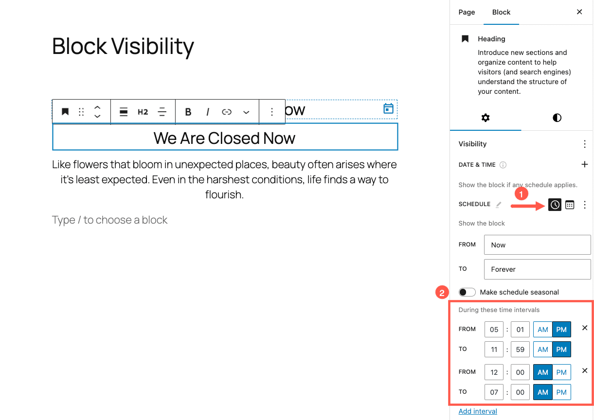 Applichiamo più di un intervallo di tempo a un blocco WordPress