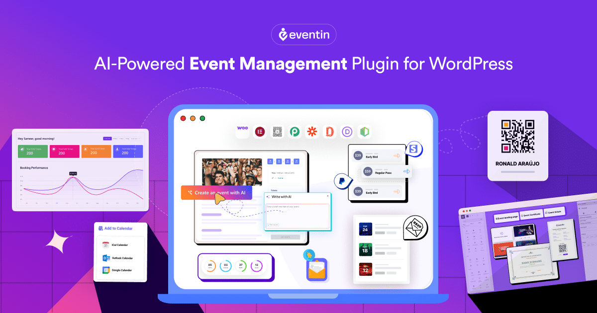 Uno screenshot del sito web del plugin Eventin.