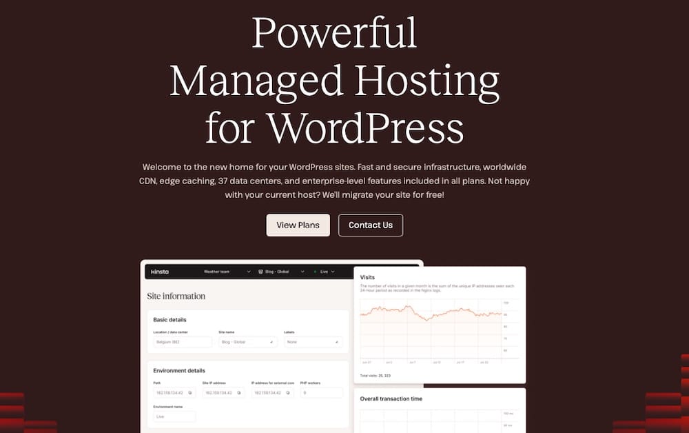Screenshot der verwalteten Hosting-Seite für WordPress auf der Kinsta-Website.
