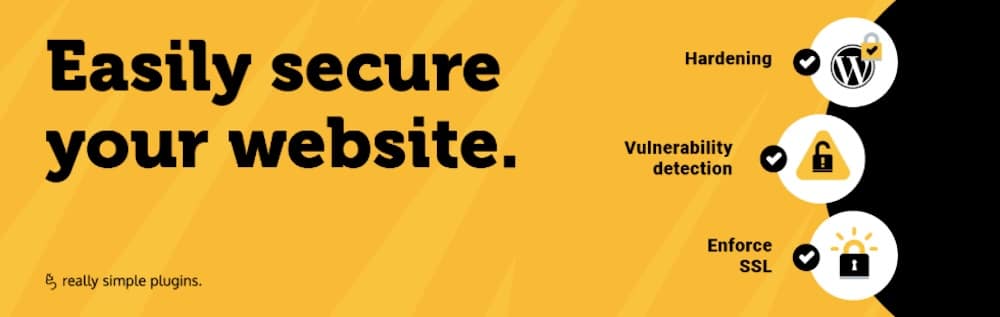 A screenshot of the web banner for the Really Simple Security plugin.