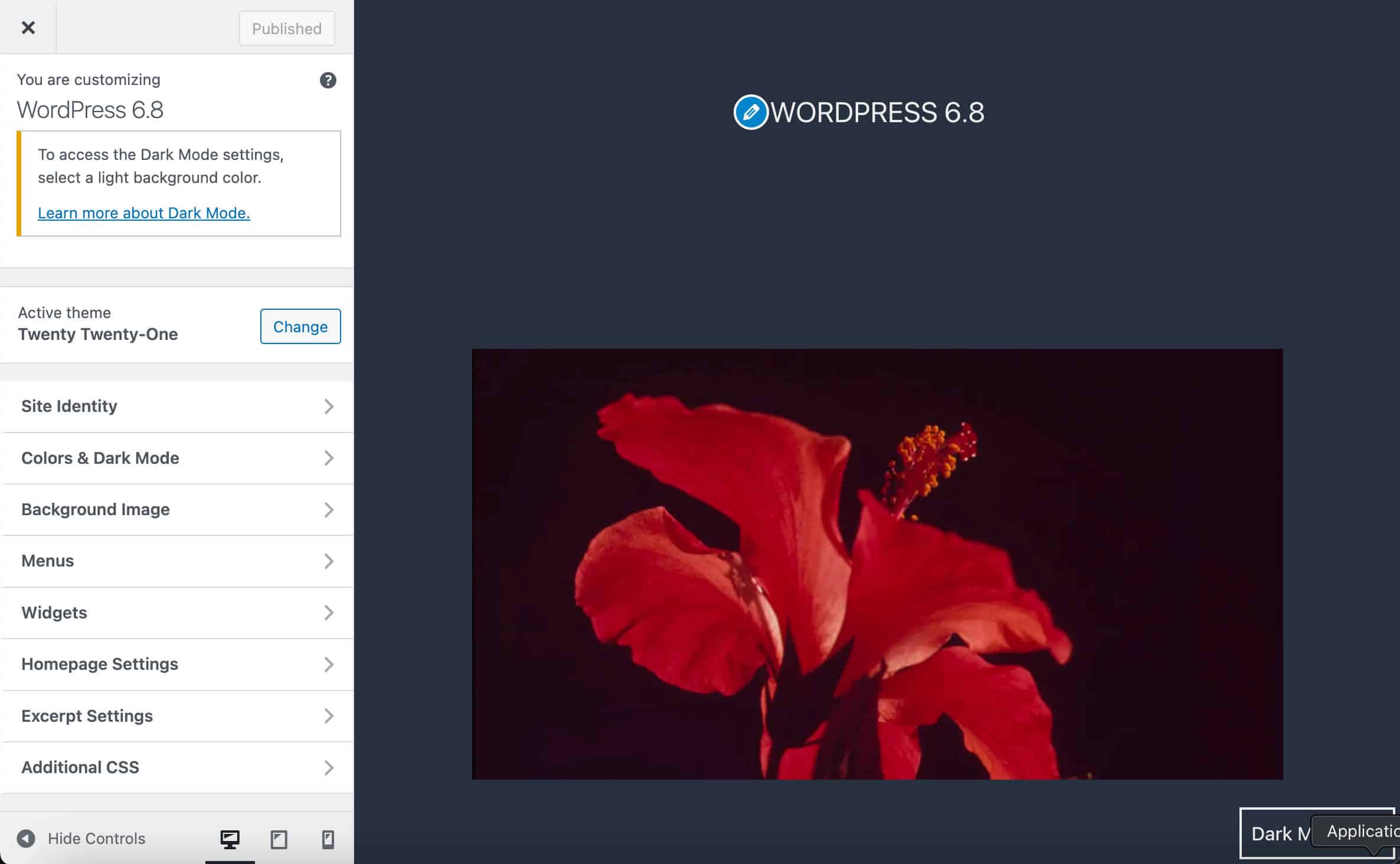 El Personalizador con el tema Twenty Twenty-One