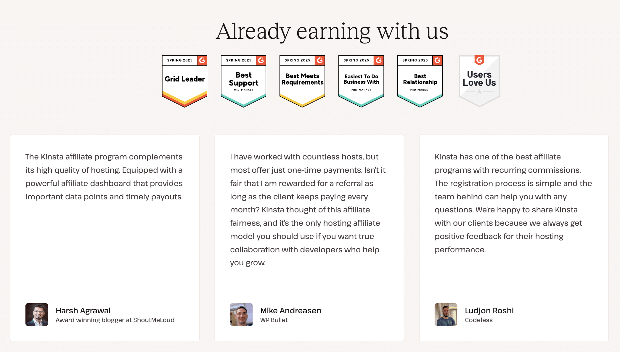 Kinsta affiliate testimonials
