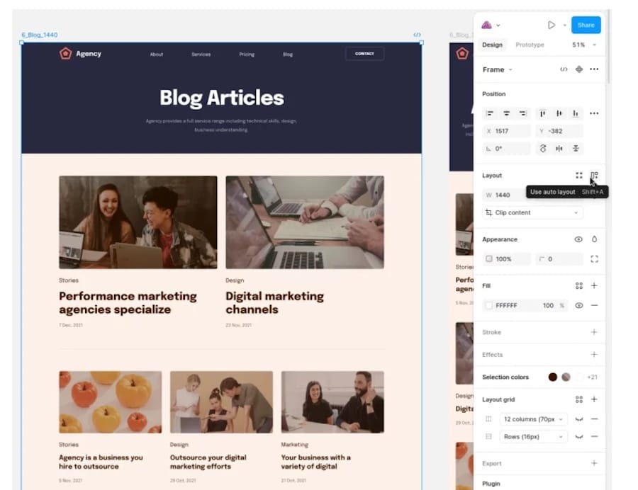 Ative o Auto Layout no Figma.