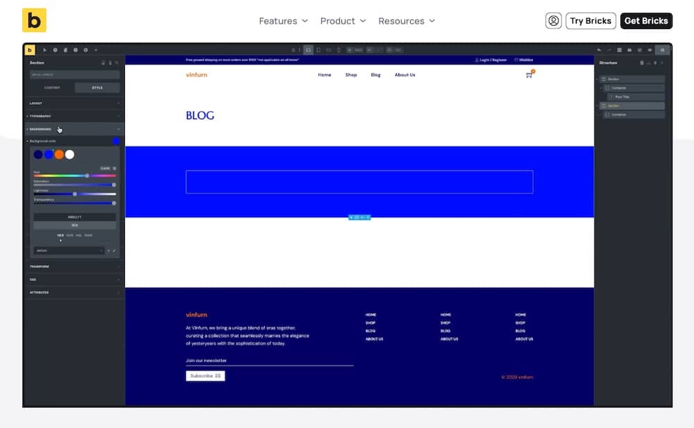 Bricks visual builder