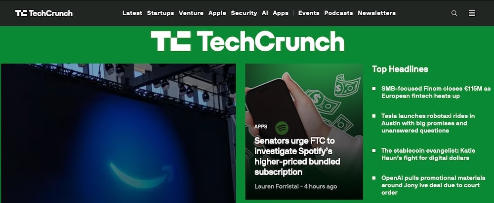 TechCrunch website
