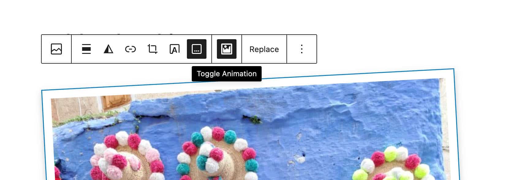 Um botão personalizado foi adicionado à barra de ferramentas do bloco.