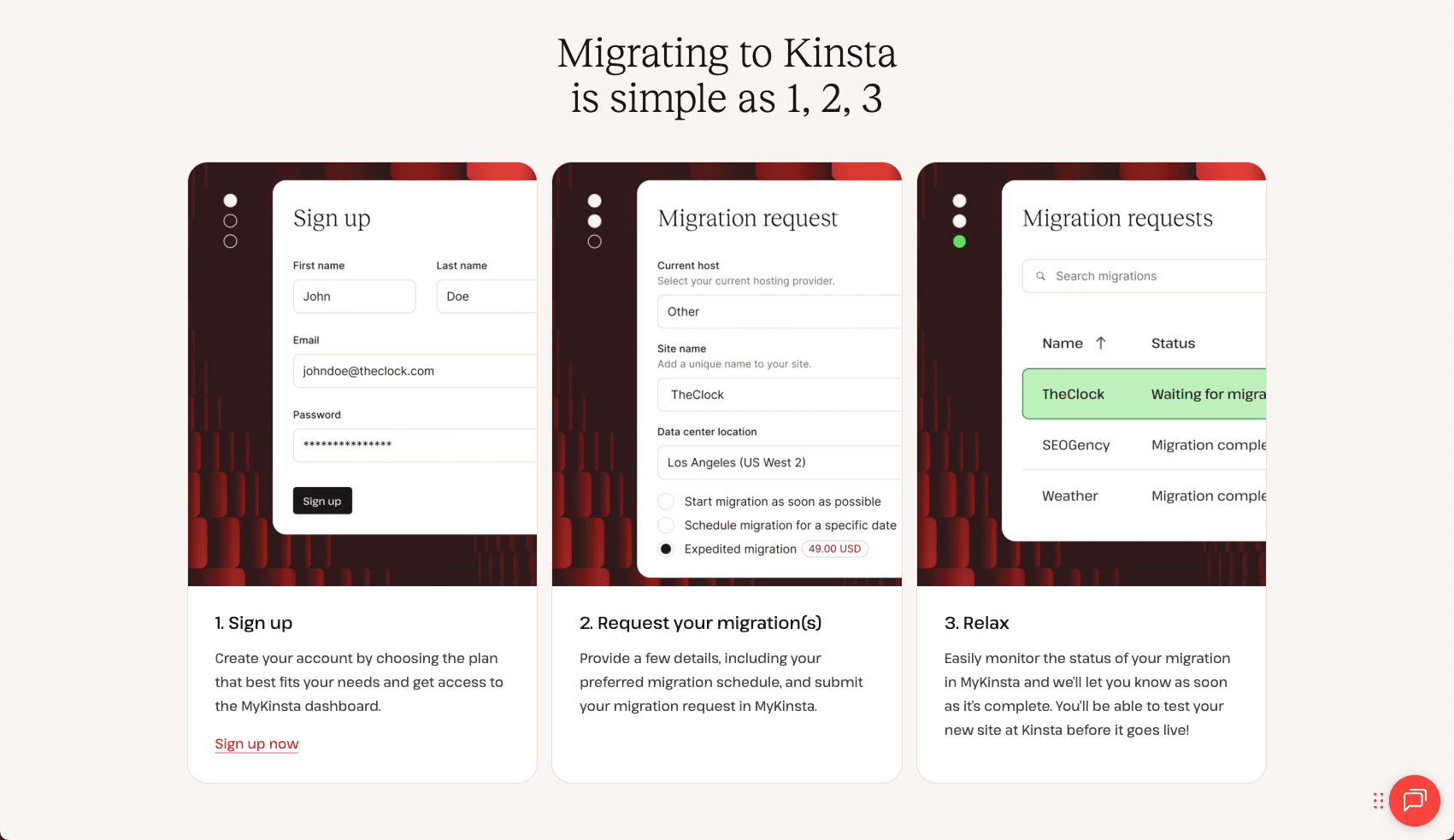 Richieste di migrazione Kinsta