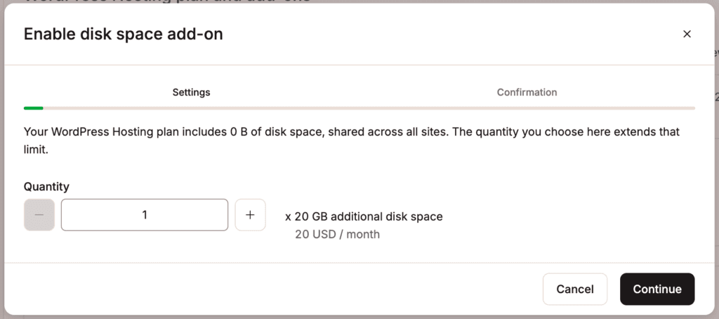disk space add on