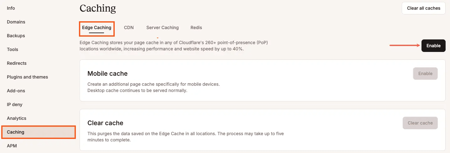 Edge Caching no MyKinsta.