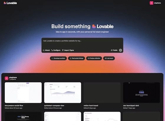 Lovable’s user interface displaying a headless WordPress website project overview.