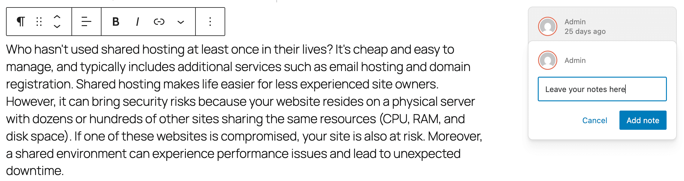 WordPress 6.9でブロックにメモを追加