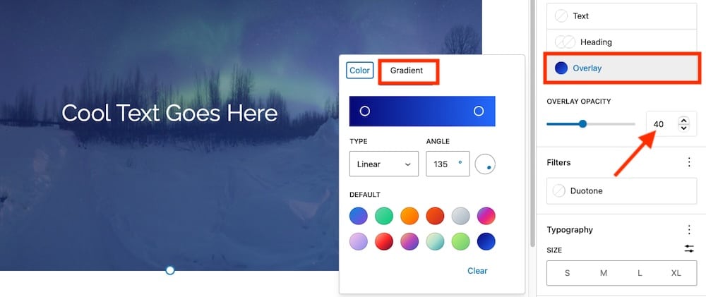 Setting gradients