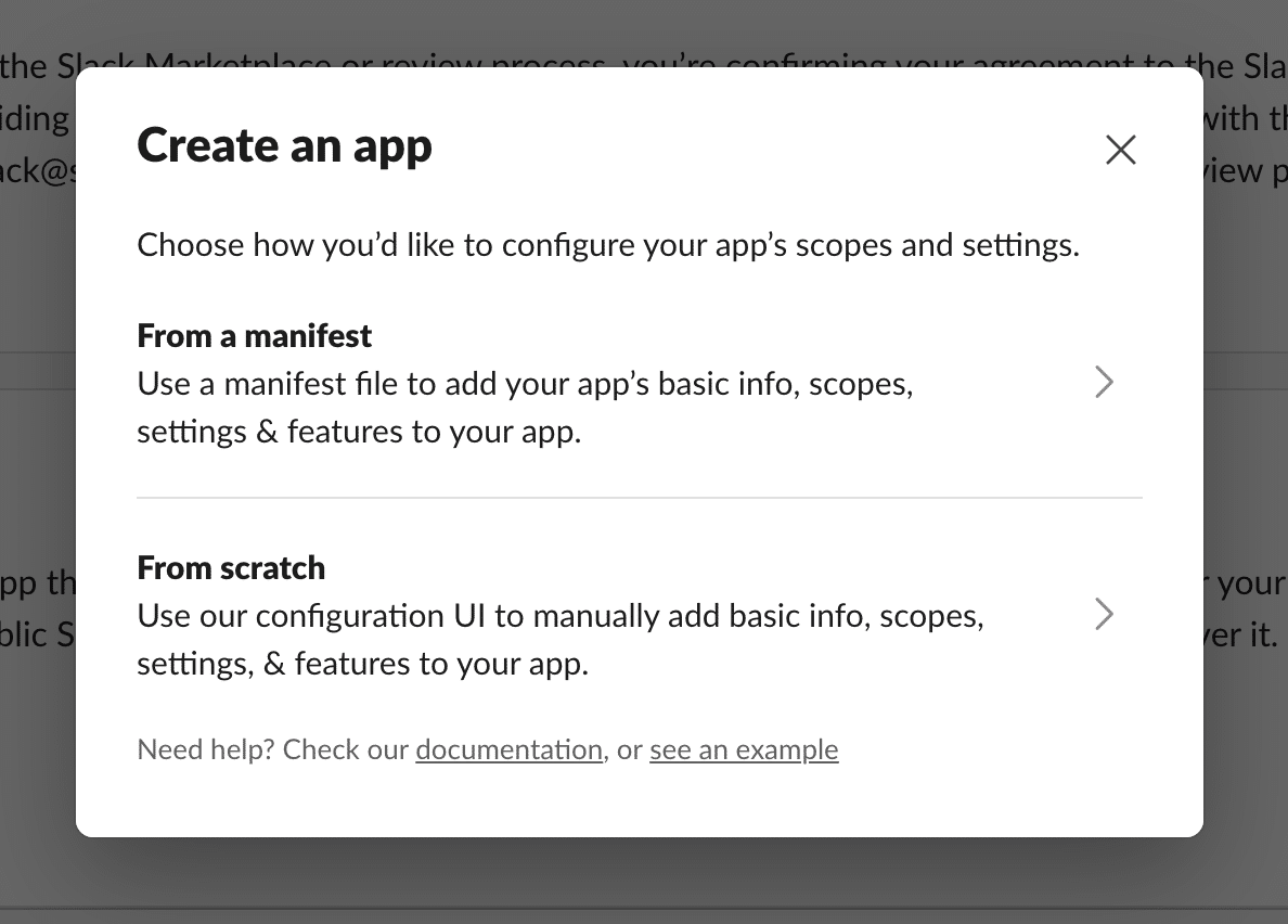 Erstelle eine Slack App von Grund auf.
