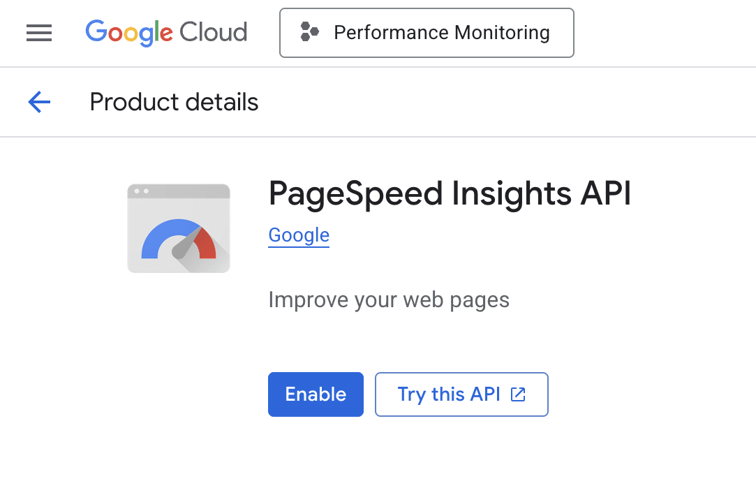 PageSpeed Insights API aktivieren