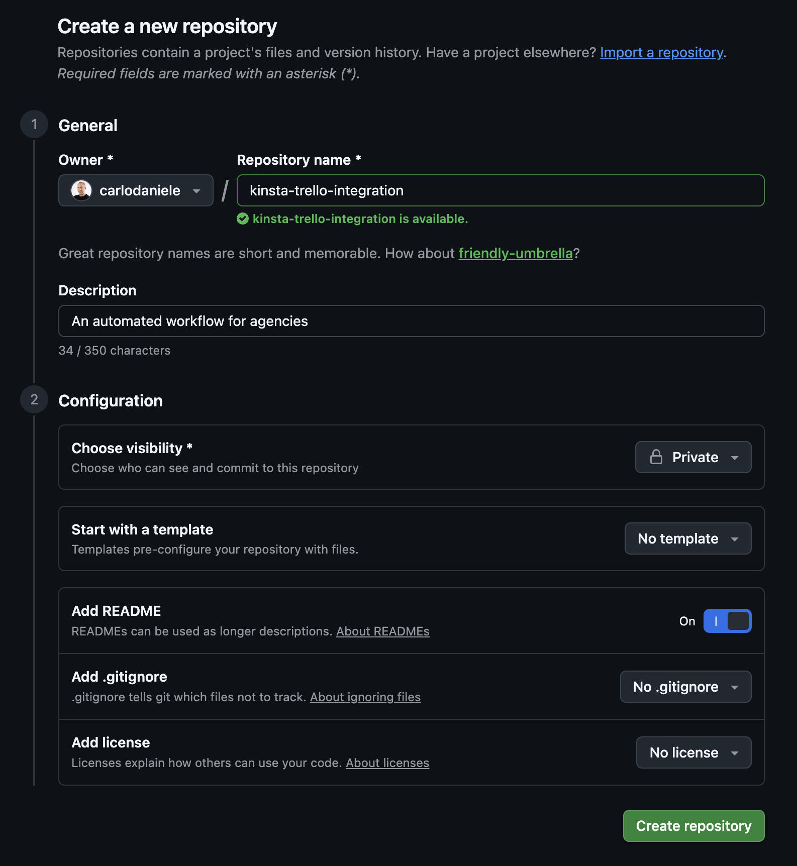 Een nieuwe GitHub repository maken
