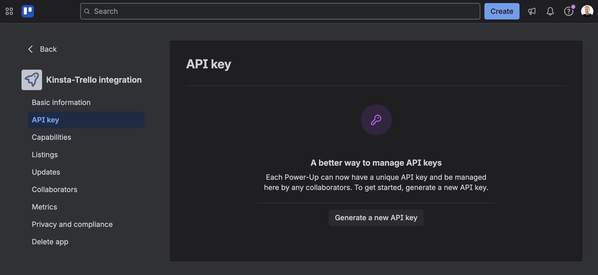 Nieuwe Trello API-sleutel genereren