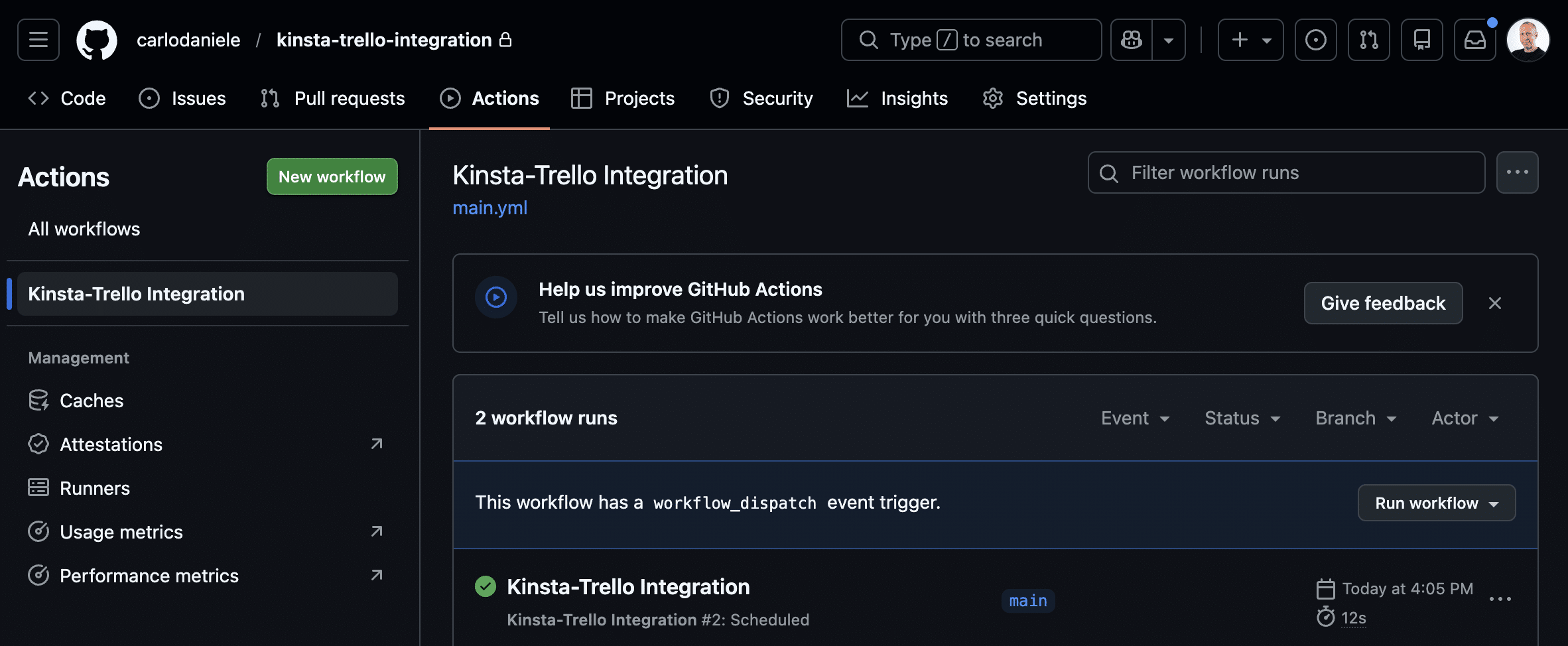 GitHub Actions pagina