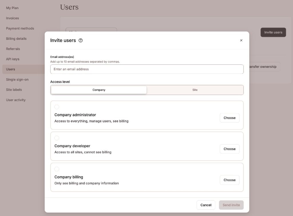 Les contrôles d'accès basés sur les rôles de Kinsta pour le tableau de bord MyKinsta.