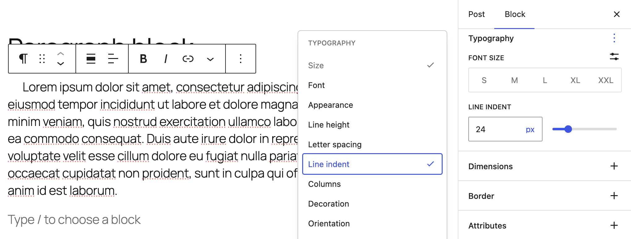 Controllo del rientro della riga in WordPress 7.0