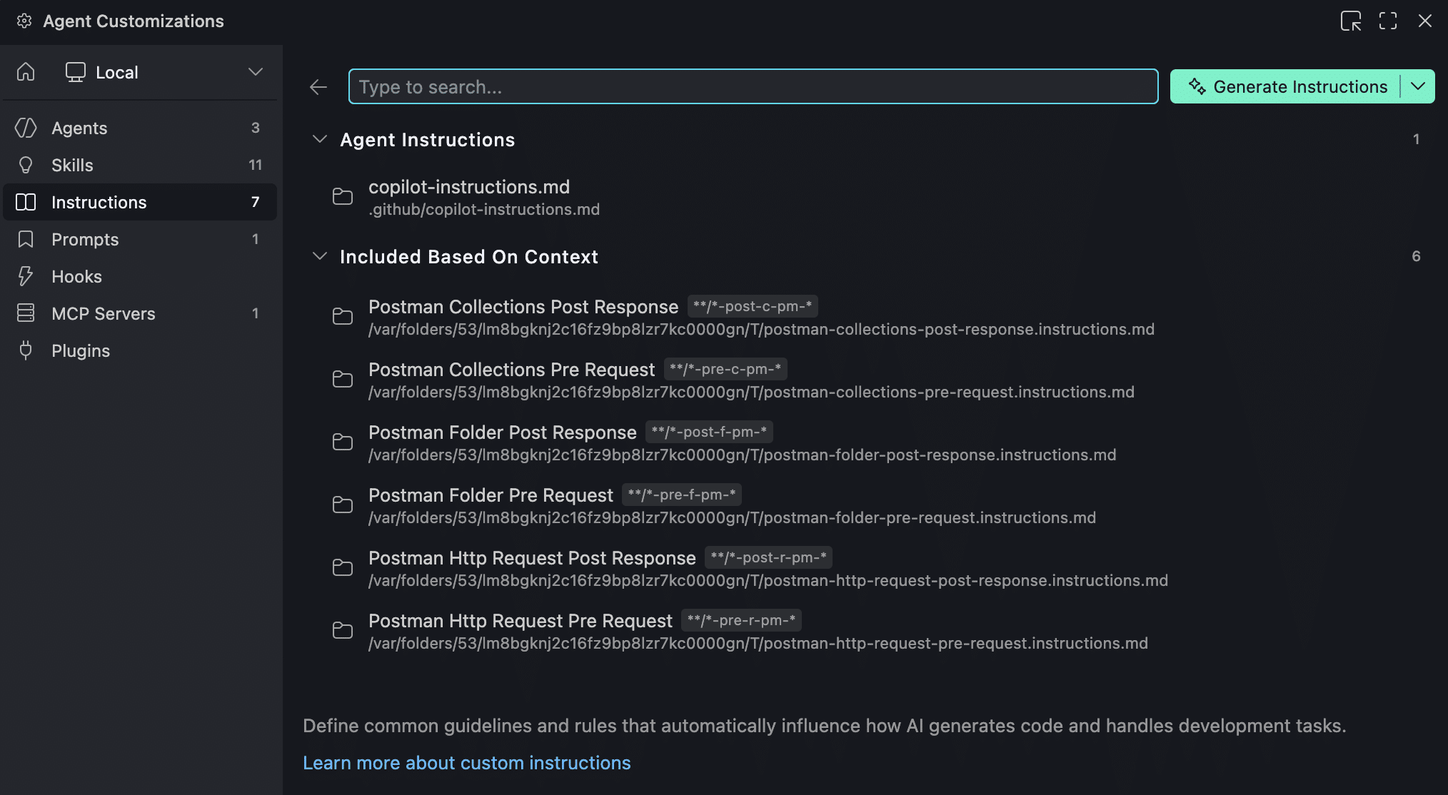 Generar un archivo de instrucciones para el agente en VS Code