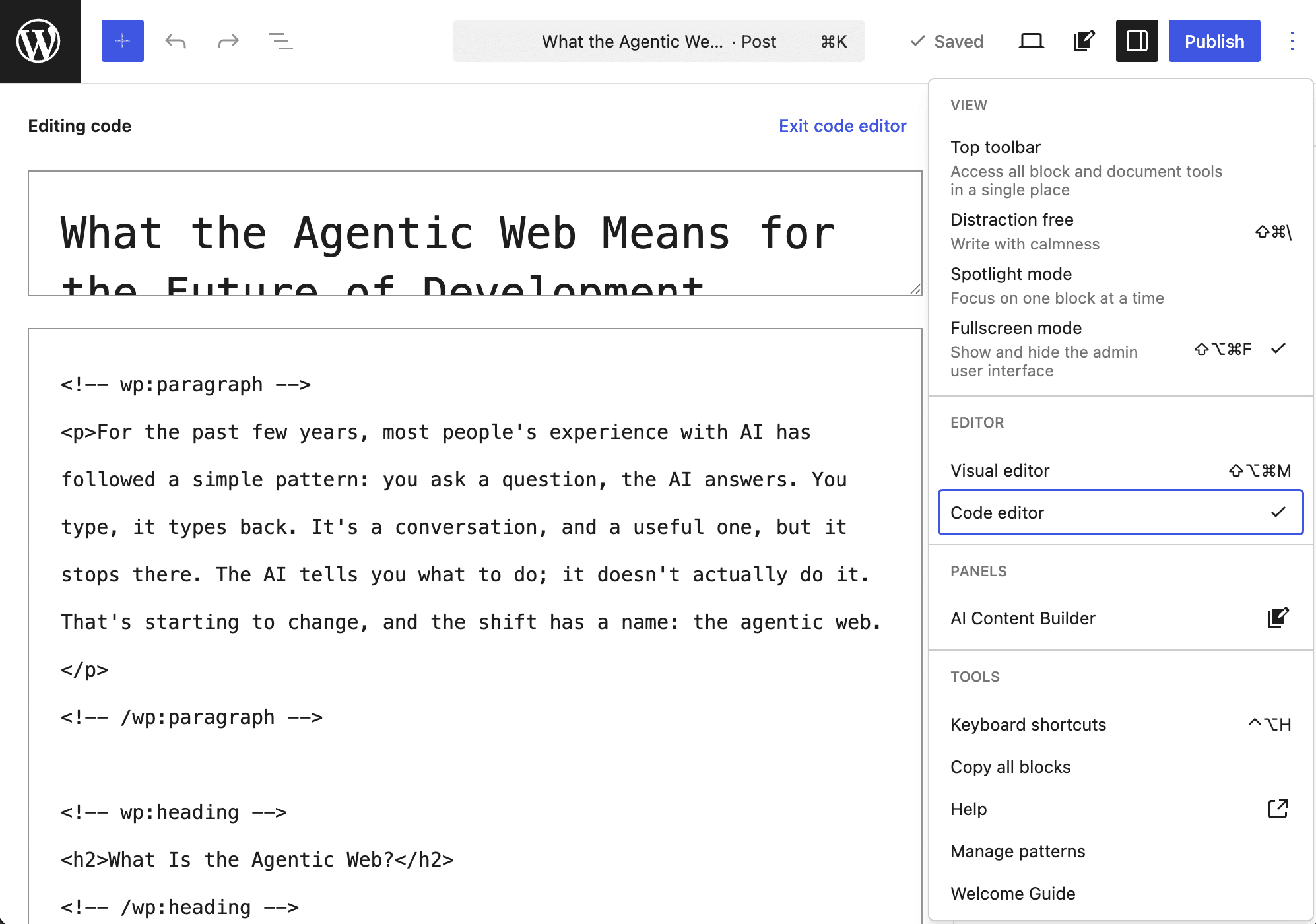 Le contenu de l’article est désormais structuré en blocs Gutenberg.